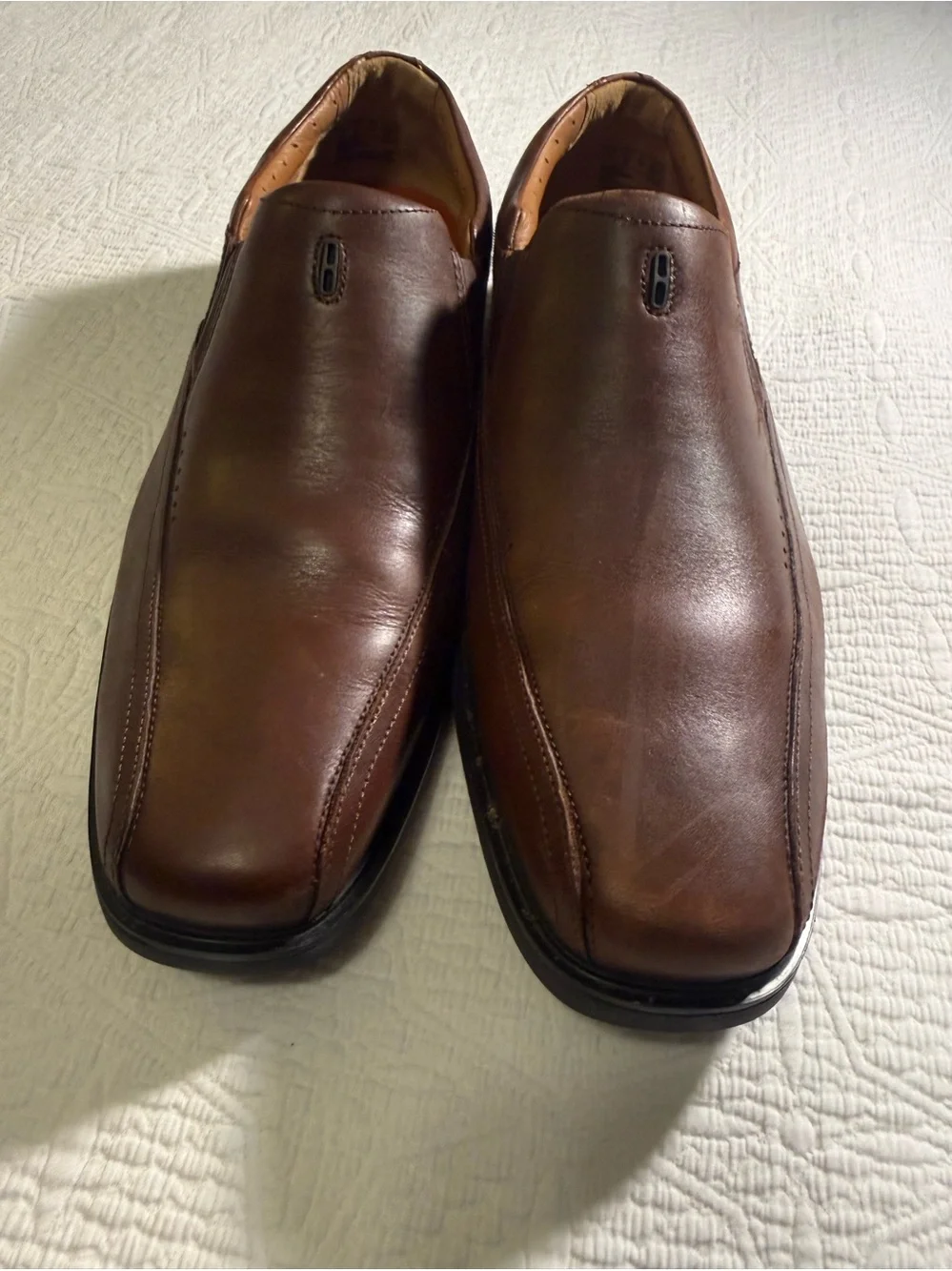 Clarks Men's Brown Leather Slip-On Dress Shoes